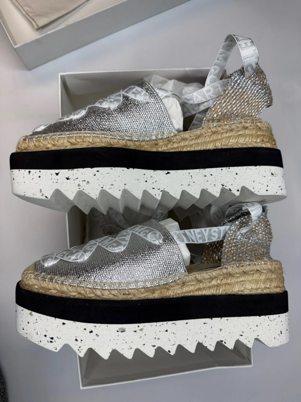 Stella McCartney Gaia Laminated Cotton Platform Espadrilles Size EU 41 (US 11)